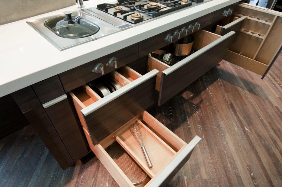 wooden kitchen drawers