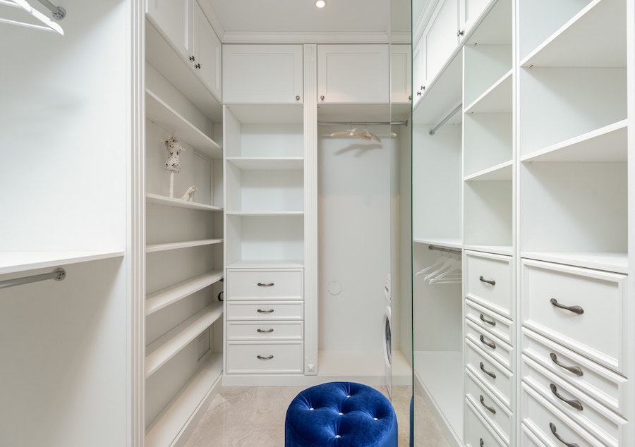 wood eggshell white closet